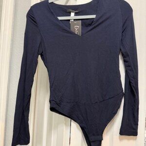 NWT Navy Blue Final Touch Long Sleeve Body Suit sz S